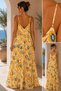 Women's Patterned Strappy V-Neck Long Summer Dress - 2