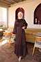 Brown Floral Bronched Chiffon Dress - 2
