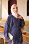 Navy Blue Front Tie Kimono - 4