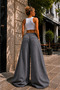 Elastic Waist Mid-Waist Oversize Wide Leg Jeans - 100% Cotton Soft Textured Denim Pants - 3