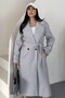 Women's Belted Lined Buttoned Long Cashmere Coat - 2