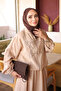 Beige Star Stone Embroidered Jacket and Skirt Set - 4