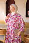 Plum Half Buttoned Sleeves Elastic Patterned Dress - 3