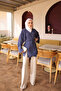 Navy Blue Front Tie Kimono - 3