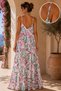 Women's Patterned Strappy V-Neck Long Summer Dress - 2