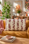 Punch Embroidered Throw Pillow Cover - 50X30 cm - Rectangular Mocha Bow - Pnk001