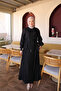 Black Guipure Detailed Zippered Skirted Two-Piece Set