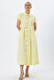 Tricoton Dress with Shirt Collar, Front Tie Detail, Full Buttons