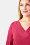 11021 Bordo Pile Collar Long Sleeve Knitted Blouse - 5
