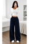 Women's 3-Piece Black Gray Navy Blue Wide Cut Sweatpants Set - Stylish and Comfortable - 4