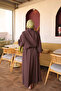 Brown Star Stone Embroidered Jacket and Skirt Set - 5