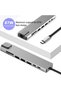 USB C Hub 8-In-1 Silver Gray - 4K 30Hz HD Output Reliable 5Gbps Data Transfer PD Fast Charging Type-C Docking Station for USB-C Laptops Notebooks Smartphones - 3