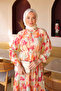 Orange Half-Buttoned Skirt with Elastic Sleeves and Layered Dress - 2