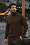 Men's Casual Slim Fit Brown Full Turtleneck Sweater