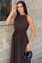Gülseli Women's Dress with Beaded Collar and Elastic Waist - 2
