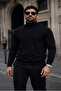 Men's Winter Basic Slim Fit Long Black Sweater