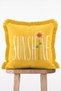 Sunflower Detailed Sunshine Typographic Design Decorative Fringed Throw Pillow Cover