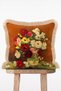 Tile Floor Spring Flowers in Vase Oil Painting Fringed Throw Pillow Cover