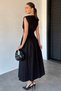 Women's Shoulder Padded Corseted Poplin Dress - 4