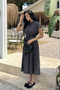 Women's Front Half Buttoned Polo Collar Polka Dot Dress - 4