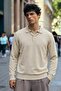 Men's Long Sleeve Regular Cut Cream Sweater