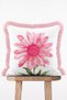 Pink Large Watercolor Daisy Flower Pattern Fringed Throw Pillow Cover