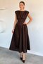 Women's Shoulder Padded Corseted Poplin Dress