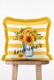 Striped Sunflower Vase and Summer-Themed Decorative Fringed Throw Pillow Cover