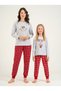 Mother & Daughter Gray Pajama Set Combination, 100% Cotton, Mother and Child Pajamas Sold Separately (Socks Included as a Gift)