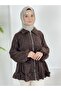 8015 Glittery Floral Detailed Zippered Peplum Jacket - 6