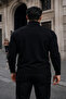 Men's Winter Basic Slim Fit Long Black Sweater - 3