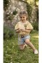 Ünaysi 2067 Yellow Madonna Collar Ruffle Blouse Belted Shorts Set - 2