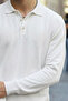 Men's Long Sleeve Regular Cut White Sweater - 6