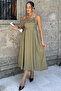 Gülseli Women's Adjustable Strap Dress with Rose Figure - 4