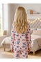 Girl's Pink Character Patterned Long Sleeve Pajama Set + Eye Patch - 4