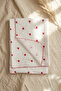Red Heart Patterned Cotton Muslin Baby Blanket with Piping and Embroidered Edges 90*90 cm - 3