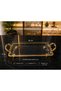 Transparent Decorative Presentation Rectangular Serving Tray with Gold Detailing, Feet and Handles - 2