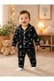 100% Cotton Long Sleeve Buttoned Space Patterned Soft Textured Bottom Top Girls Boys Unisex Baby Pajama Set