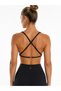 Women's Black Color Thin Straps Crossed Back Detailed Padded Sports Bra