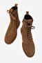 Pervollin Women's Genuine Leather Lace-Up Boots Brown Suede - 4