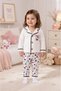 100% Cotton Long Sleeve Buttoned Sweet Kitten Patterned Back Printed Soft Textured Bottom Top Baby Girl Pajama Set - 2