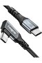 Vasger 100W 5A Pd USB C to USB C Cable, Fast Charging Cord (10ft, Grey) |   Right Angle,