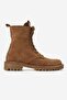 Pervollin Women's Genuine Leather Lace-Up Boots Brown Suede - 2