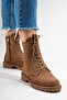 Pervollin Women's Genuine Leather Lace-Up Boots Brown Suede - 7