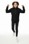 Unisex Black Hooded Zippered Basic Sweatshirt with Kangaroo Pocket for Girls and Boys - 2