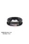 Metallic Gray Steel Rope Detailed Black Leather and Purple/Pink Natural Stone Double Men's Bracelet Set - 3