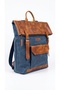 Genuine Leather & Waxed Canvas Vintage Backpack with Waterproof Laptop Compartment, Mountaineering Camping & Daily Unisex Bag