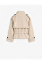 Belted Stand Collar Short Trench Coat Jacket - 4