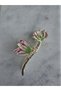 Gold Color Pink Enamel Dragonfly, Water Lily, Flower and Pearl Metal Hair Clip