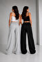 Double Track Pants Black Gray Loose Legs - 5